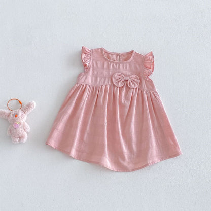 【BABY&KID】夏新作フリルスリーブ蝶結びワンピースSK106117