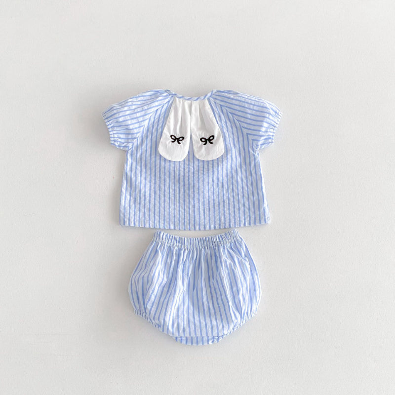 【BABY】夏新作 うさ耳ストライプセットアップSK072309