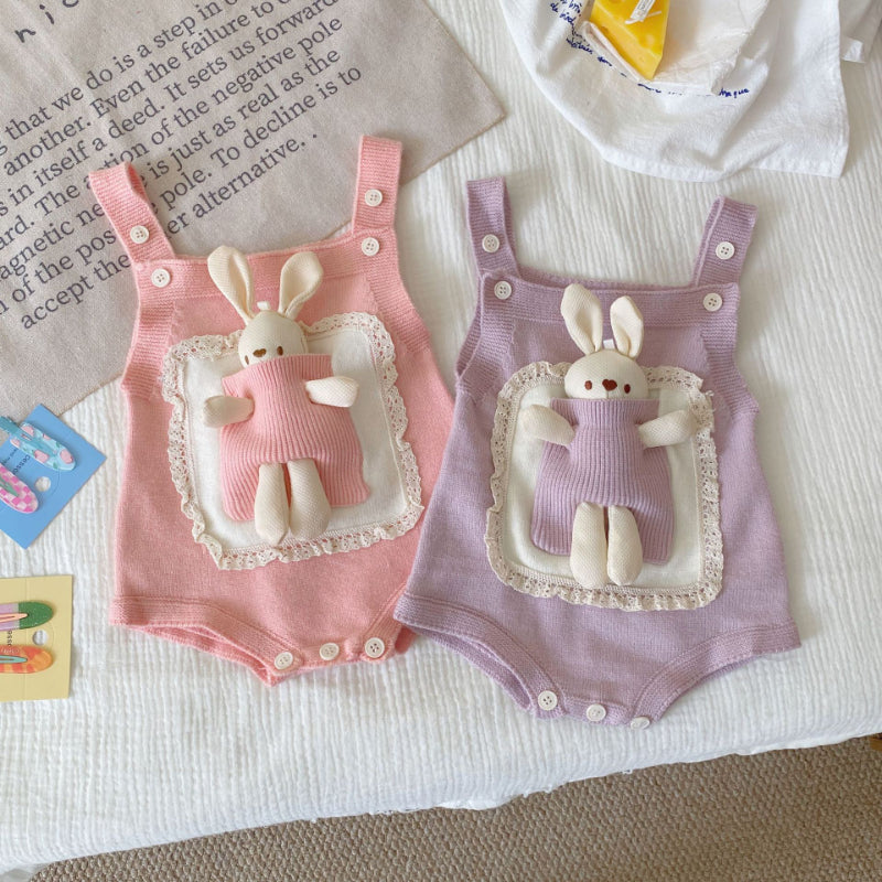 【BABY】うさぎニットサロペット＆無地ニットトップスSK101412