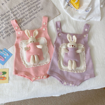 【BABY】うさぎニットサロペット＆無地ニットトップスSK101412