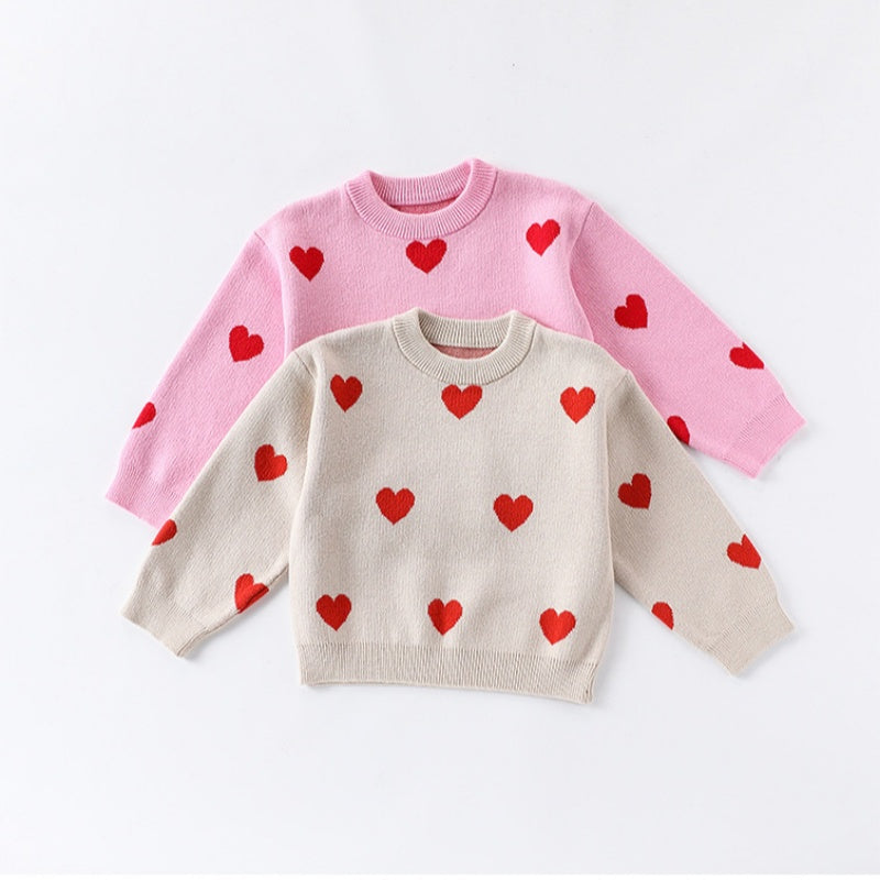 【BABY&KID】北欧風ハート柄ニットセーターSK101333