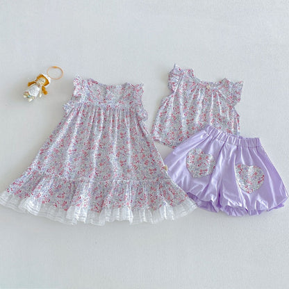 【BABY&KID】夏新作小花柄総柄ワンピース、セットアップSK105904
