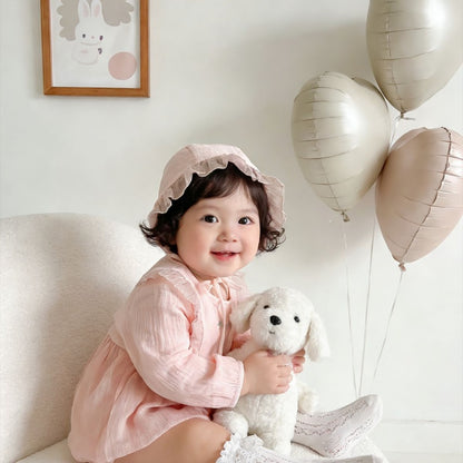 【BABY】小花刺繍ロンパース＆帽子SK106701