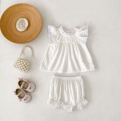 【BABY&KID】夏新作 ガーリーフリル袖セットアップSK081606