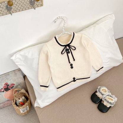 【BABY&KID】リボン付きニットカーディガンSK092724