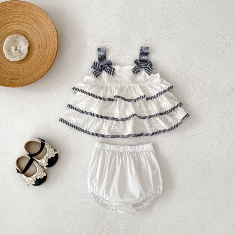 【BABY&KID】夏新作 可愛い刺繍キャミトップス＆ショートパンツSK080114