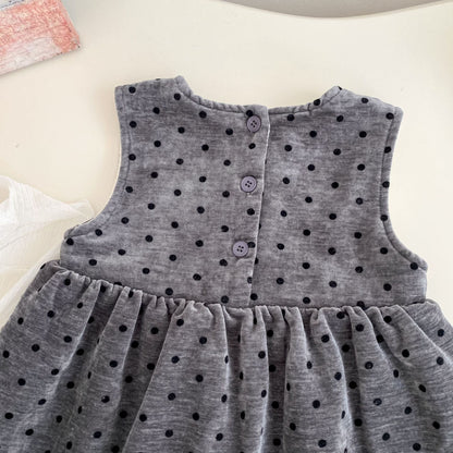 【BABY&KID】冬新作ドット裏起毛ジャンパースカートSK102730