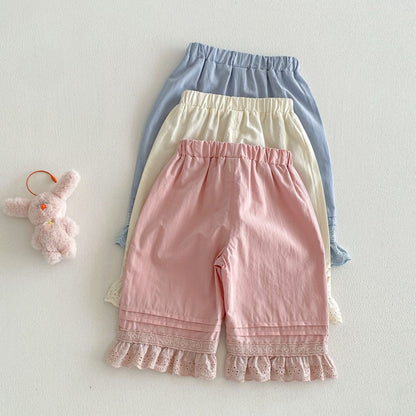 【BABY&KID】夏新作 無地レース裾パンツSK105213