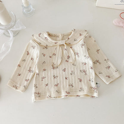 【BABY】リボン結び小花柄トップス&サロペットロンパースSK100440