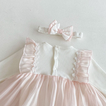 【BABY】リボンチュールロンパースワンピSK103615