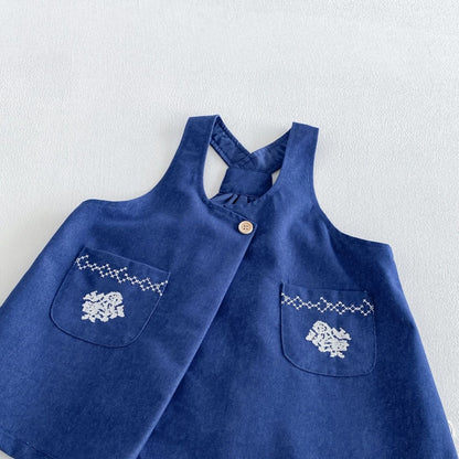 【BABY&KID】小花柄シャツ、刺繍ジャンパースカートSK107210