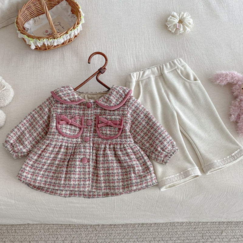 【BABY】冬新作チェック柄ウール中綿コートSK102722