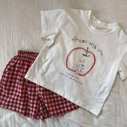【BABY&KID】夏新作 アップルモチーフTシャツセットアップSK072105