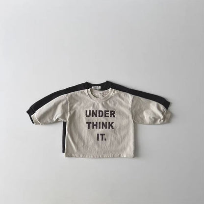 【BABY&KIDS】 INS風英字プリントラウンドネック長袖シャツSK060701