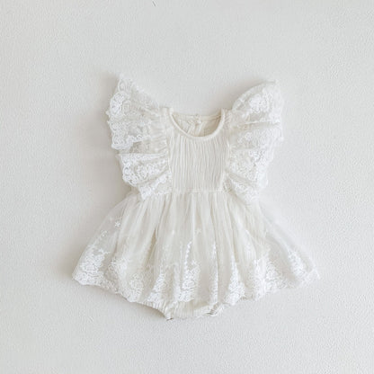 【BABY】夏新作 レース刺繍ロンパースワンピSK081703
