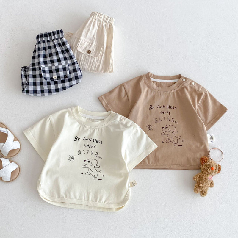 【BABY&KID】夏新作 ドッグＴシャツ、チェックパンツSK072010