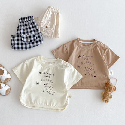 【BABY&KID】夏新作 ドッグＴシャツ、チェックパンツSK072010