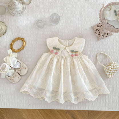 【BABY&KID】夏新作 フラワー刺繡チェリーワンピースSK072519