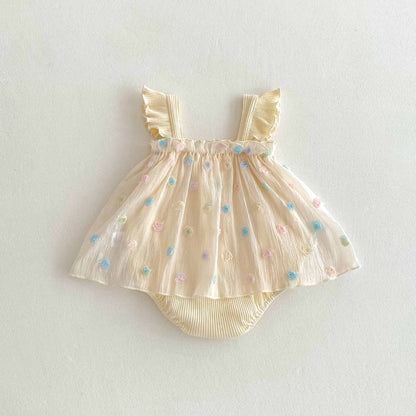 【BABY】夏新作 ワンピース風ローズロンパースSK062327