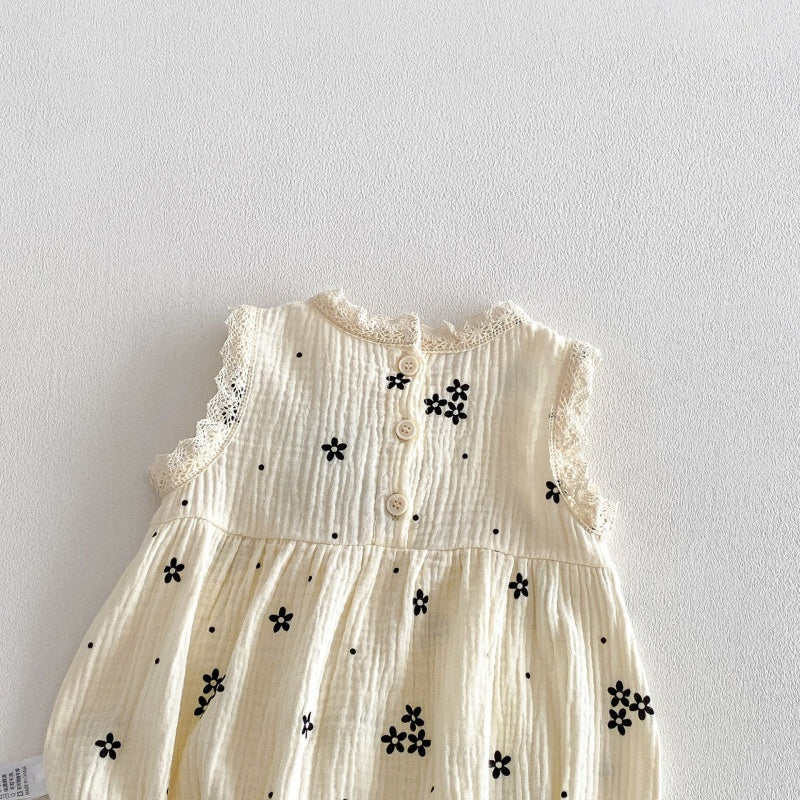 【BABY】夏新作韓国風ノースリーブ刺繍ロンパースSK105007