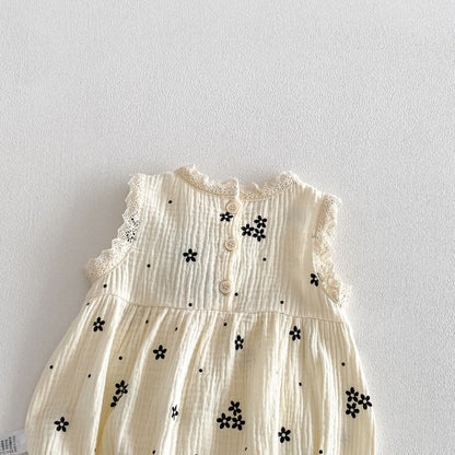 【BABY】夏新作韓国風ノースリーブ刺繍ロンパースSK105007