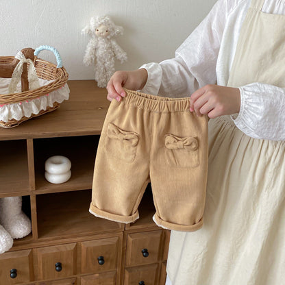 【BABY&KID】冬新作蝶結びコーデュロイあったかパンツSK102528