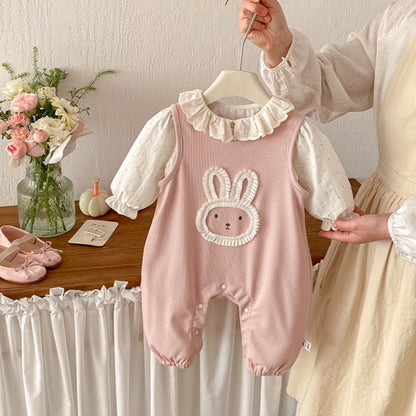【BABY】おしゃれうさぎロンパース、カバーオール、ドットガールシャツSK103716