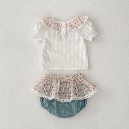 【BABY&KID】夏新作 小花レースセットアップSK090320