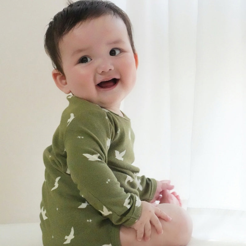 【BABY】北欧風パン、カモメ柄ロンパース、レギンスSK101325