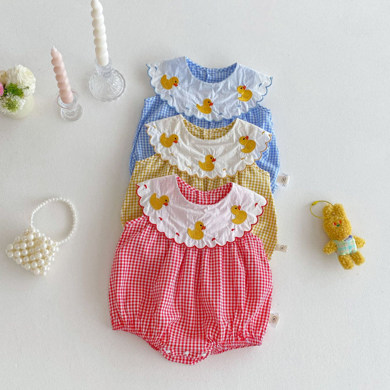 【BABY】夏新作 アヒルの子チェックロンパースSK072215