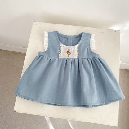 【BABY&KID】夏新作 韓国風花刺繍セットアップ、ワンピースSK104931