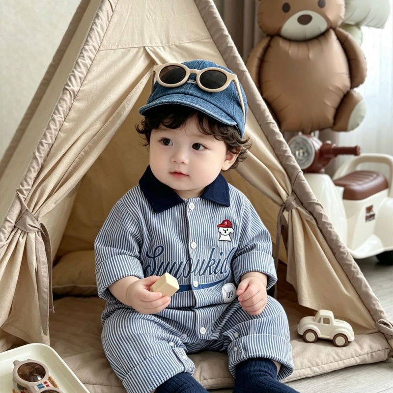 【BABY】ストライプベースボールカバーオールSK106711