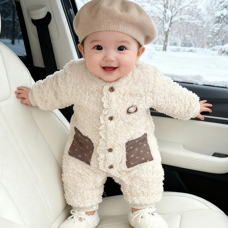 【BABY】冬新作レース縁あったかカバーオールSK103208