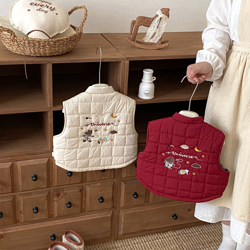 【BABY&KID】冬新作刺繍カートゥーンリバーシブルベストSK102517