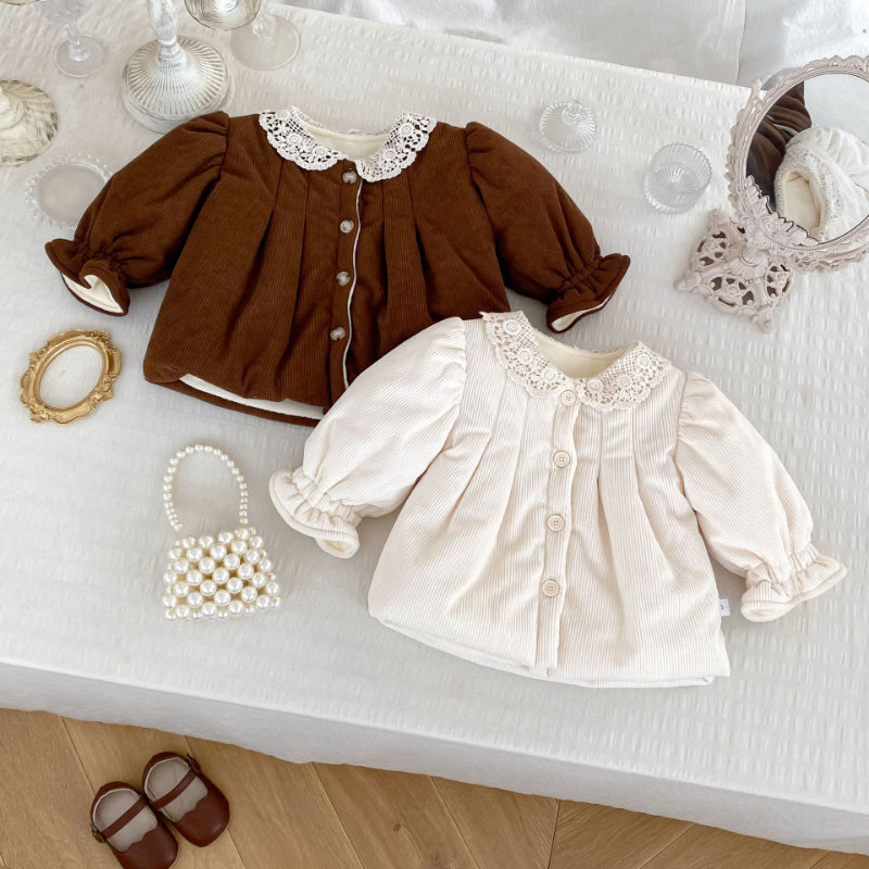 【BABY&KID】冬新作レース襟裏起毛コットンコートSK102731