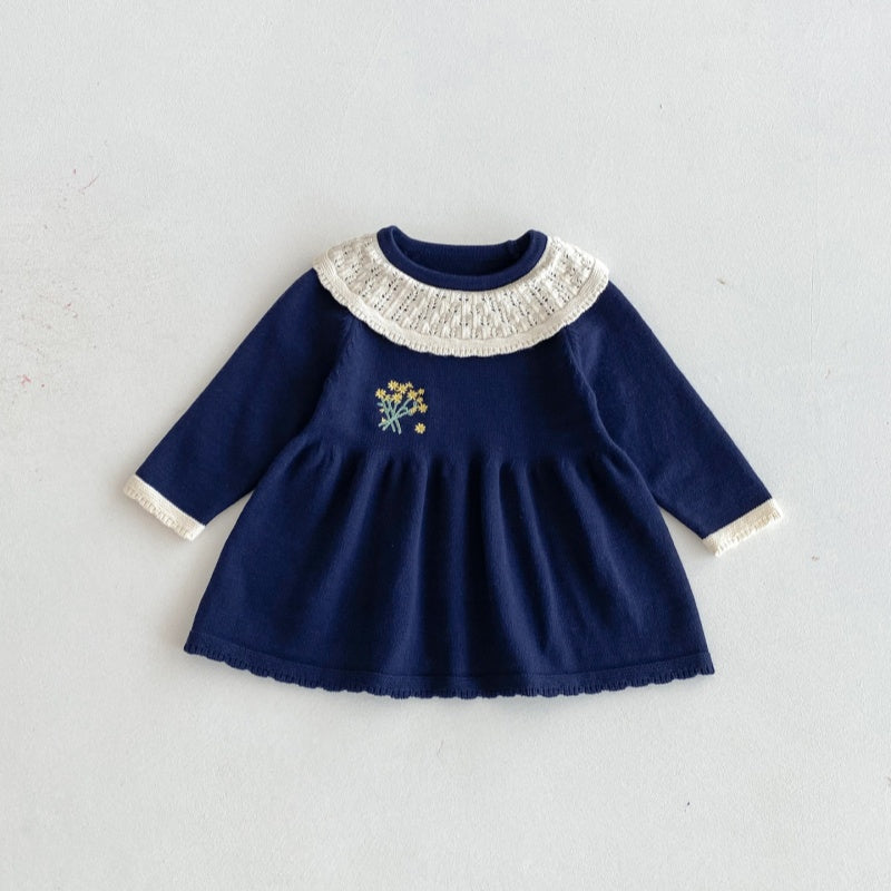 【BABY&KID】小花刺繍ニットワンピースSK092701