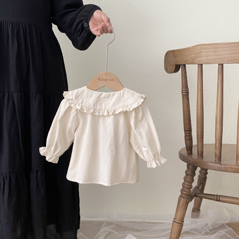 【BABY】ブラウンサロペットロンパース＆シャツセットSK092823