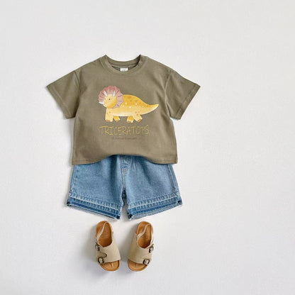 【BABY&KID】夏新作 恐竜プリントクルーネックTシャツSK090805