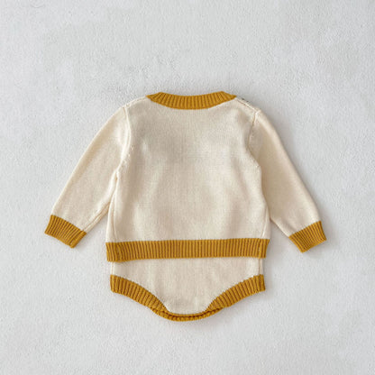【BABY】かぎ針編みニットカーディガン、サロペットロンパースSK101912