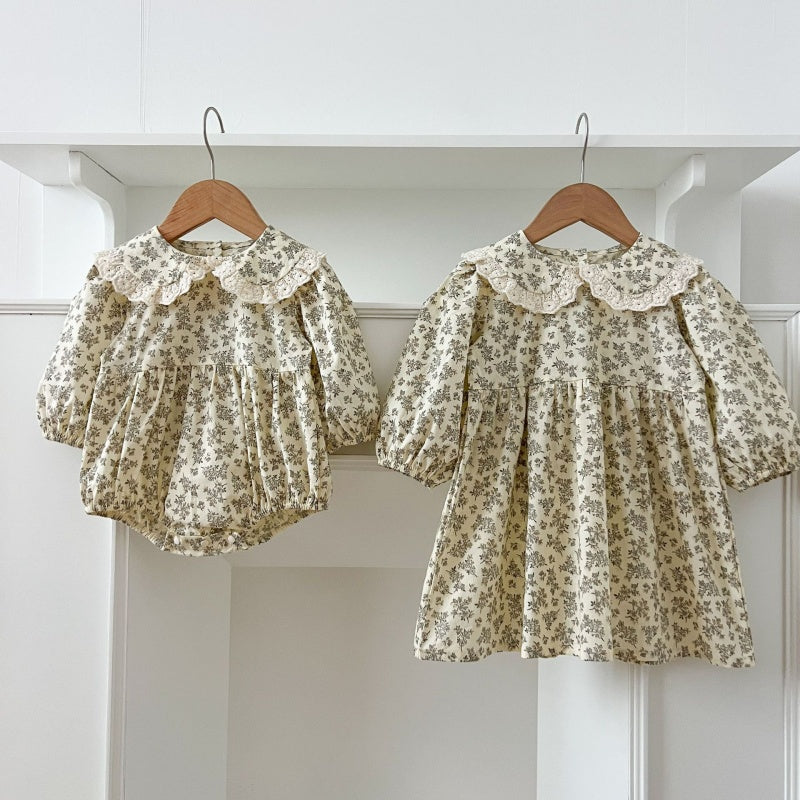 【BABY&KID】丸襟小花柄ロンパース、ワンピースSK107918