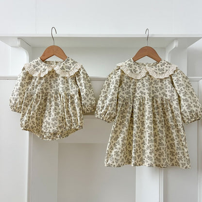 【BABY&KID】丸襟小花柄ロンパース、ワンピースSK107918
