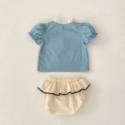 【BABY】夏新作 パフスリーブＴシャツ＆ショートパンツSK090319