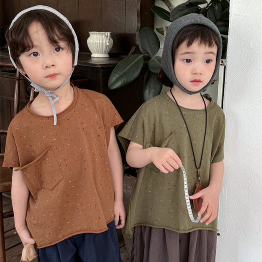 【BABY&KID】夏新作 切りっぱなし半袖TシャツSK080507