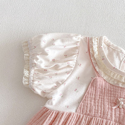 【BABY】夏新作レースフリルやわらかロンパースSK104514