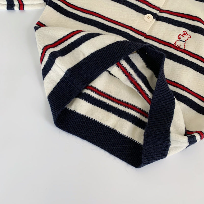 【BABY&KID】小犬刺繍ニットカーディガンSK100504
