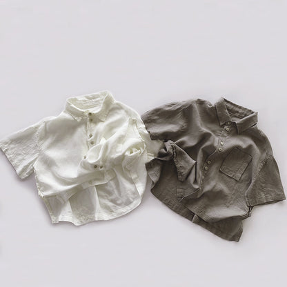 【BABY&KID】夏新作 薄手ポケット付きシャツSK080823