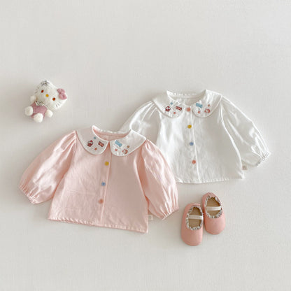 【BABY&KID】ねこ刺繍シャツSK103516