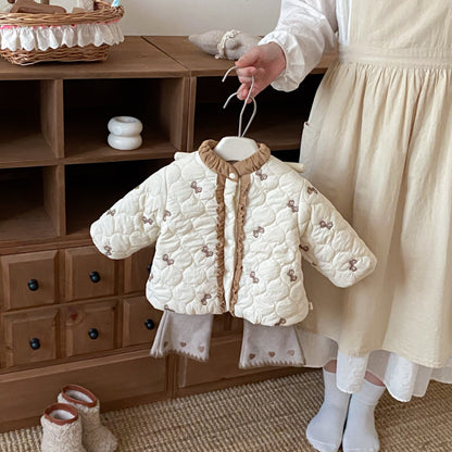 【BABY&KID】冬新作リボン中綿キルティングコートSK102521