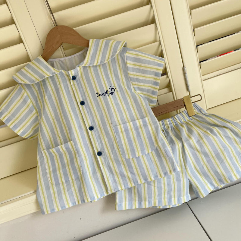 【BABY&KID】夏新作 ポケット付きストライプワンピース、セットアップSK072108