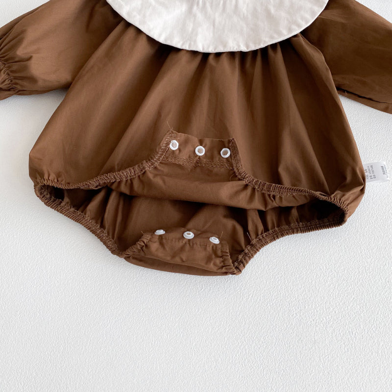 【BABY】長袖クルーネックロンパース、ワンピースSK100124